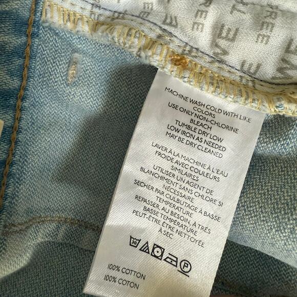 Free People cropped jeans pants long shorts denim bermuda relaxed cotton 26 - Picture 9 of 9